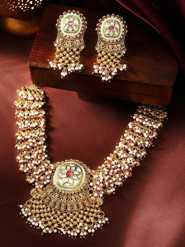 Rubans Luxury Gold Plated Handcrafted Traditional Necklace. Necklace Set