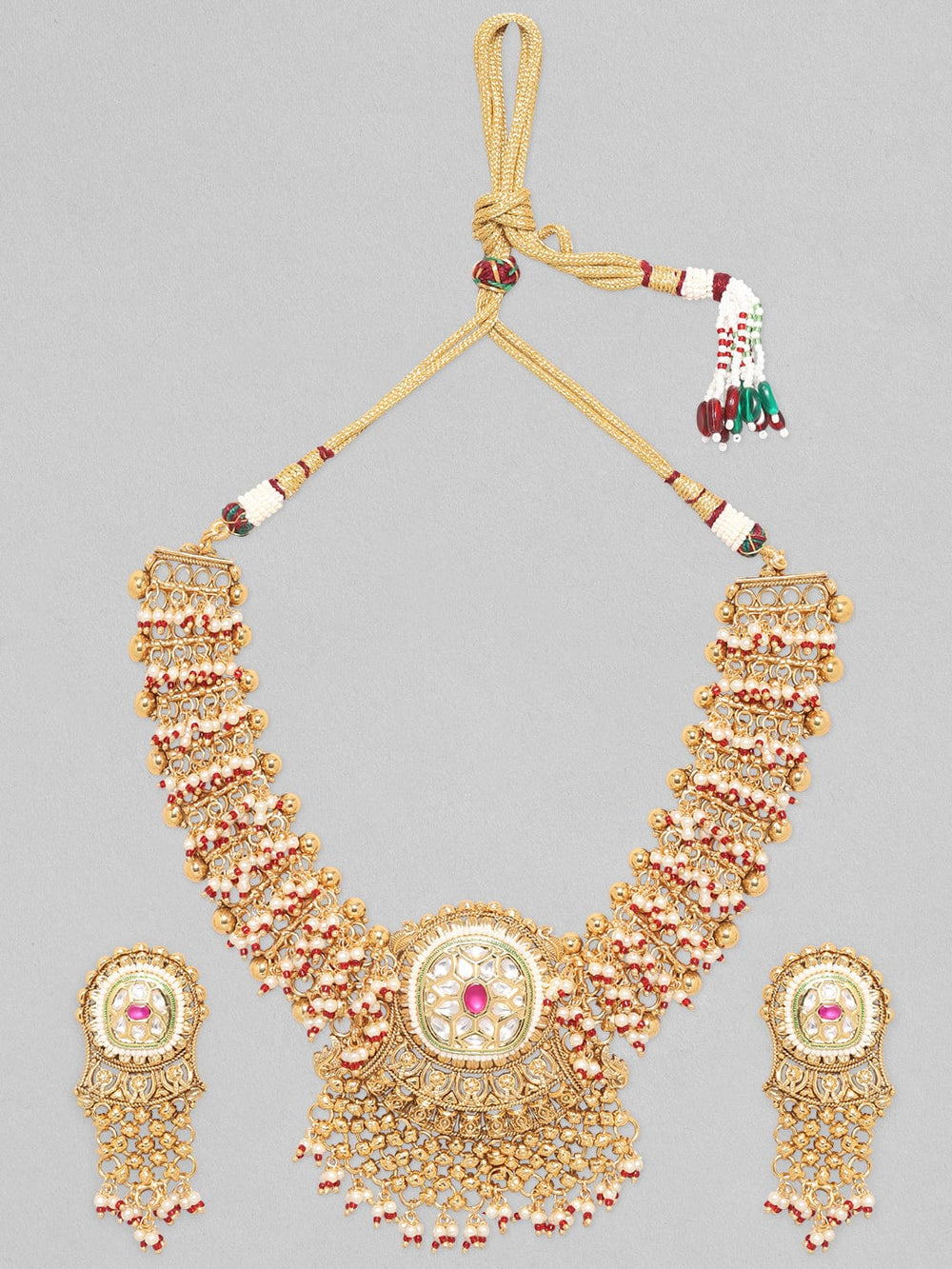 Rubans Luxury Gold Plated Handcrafted Traditional Necklace. Necklace Set