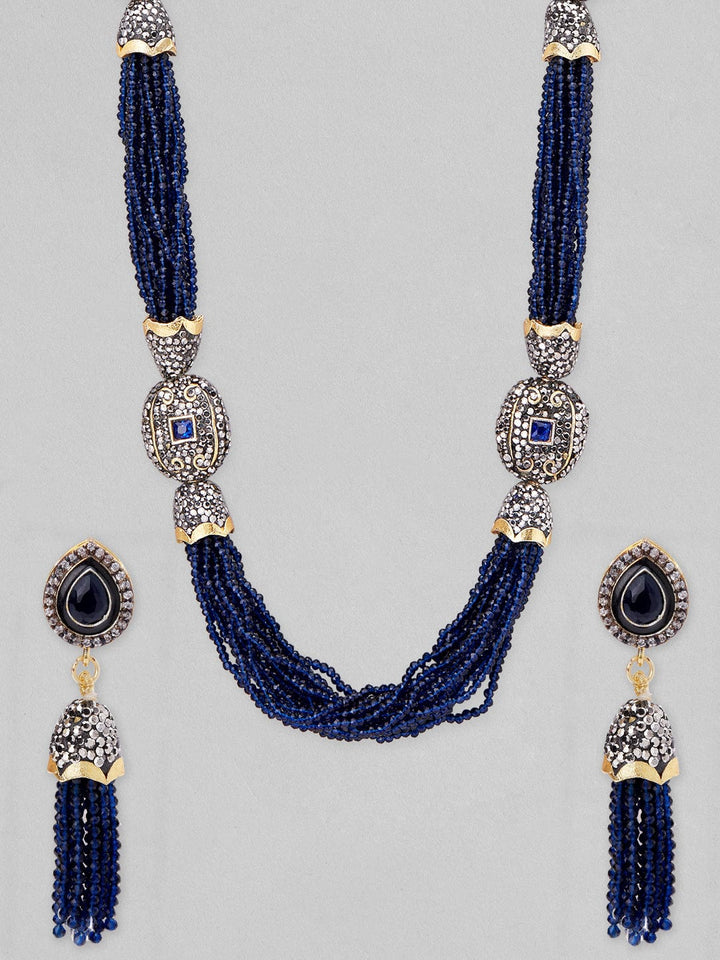 Rubans Necklace Set With Royal Blue beads And Elegant Design Necklace Set