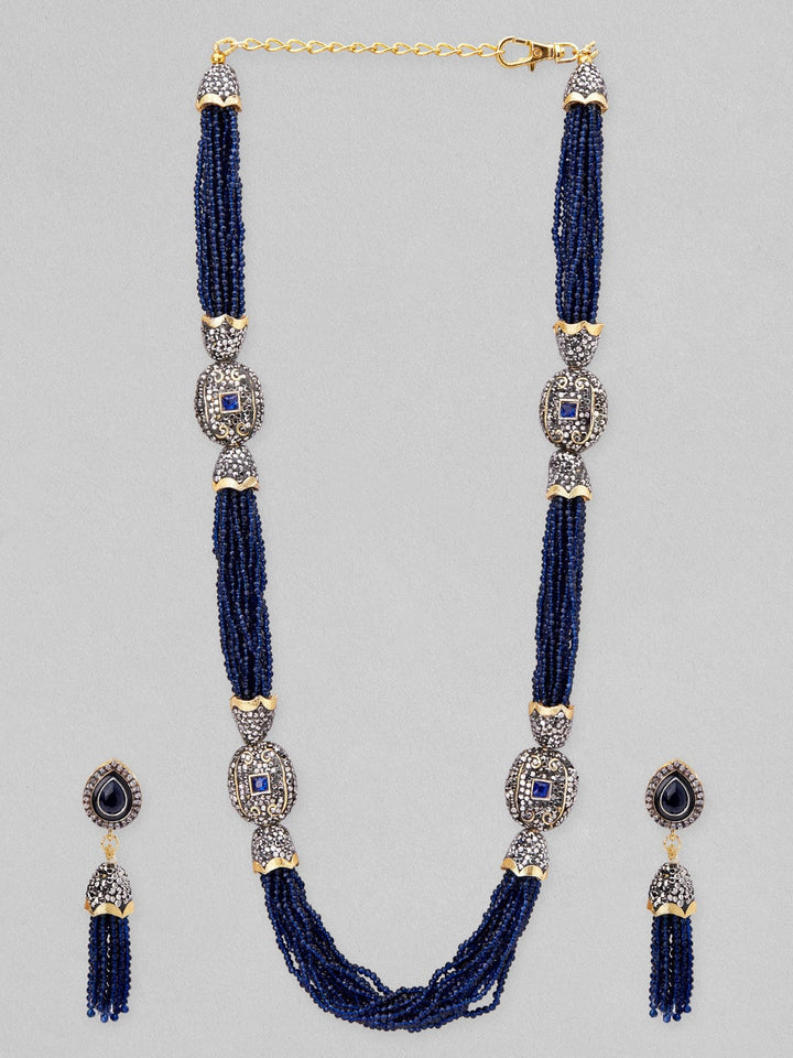 Rubans Necklace Set With Royal Blue beads And Elegant Design Necklace Set