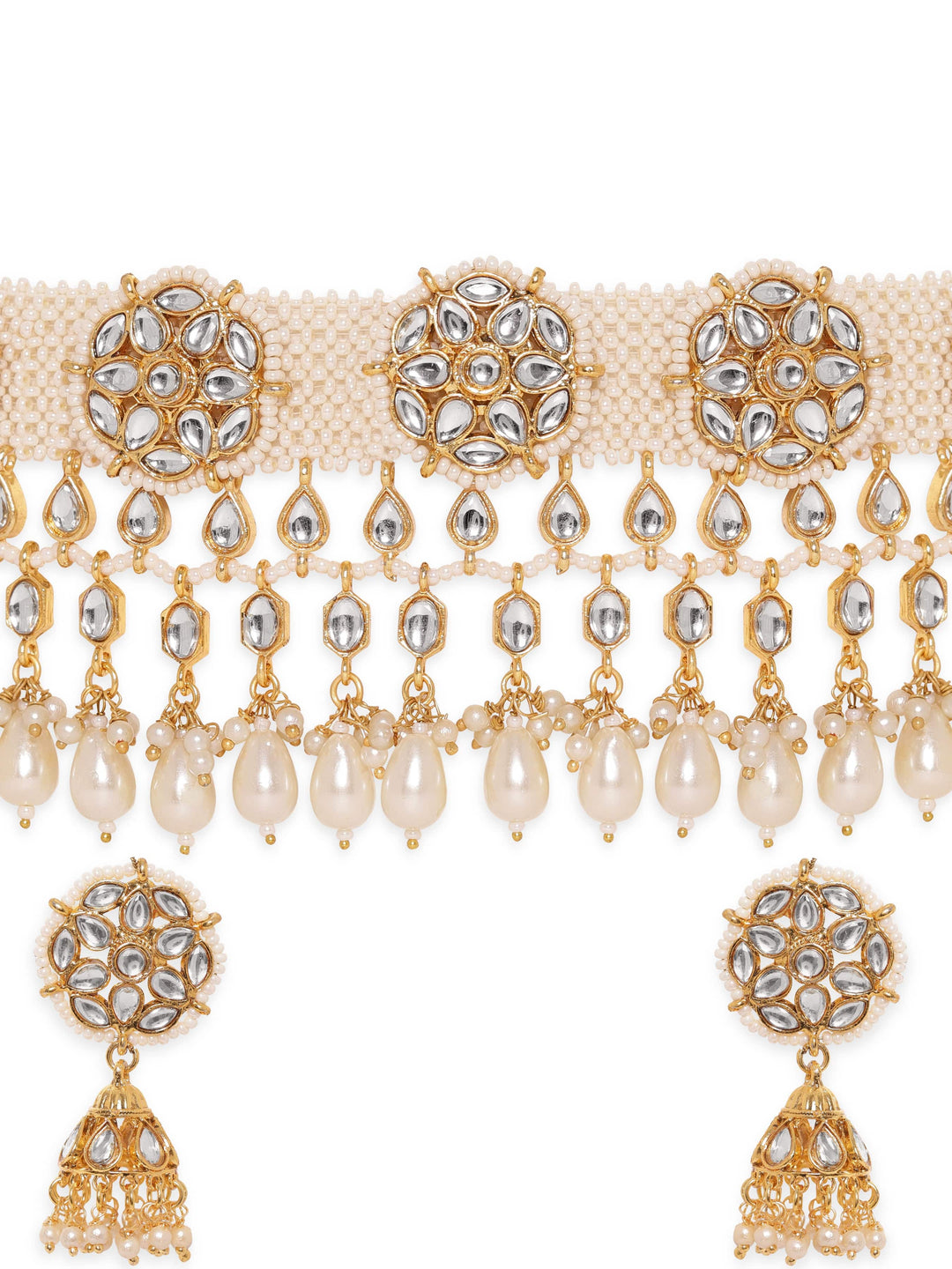 Rubans Opulent Reverie 22K Gold Plated Kundan and Pearl beaded Choker jewelry Set Jewellery Sets