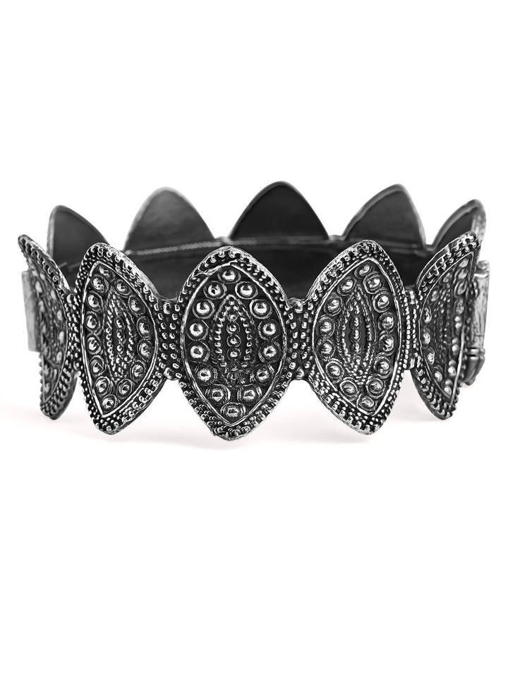 Rubans Oxidised Silver Plated Stone Studded Bracelet. Bangles & Bracelets