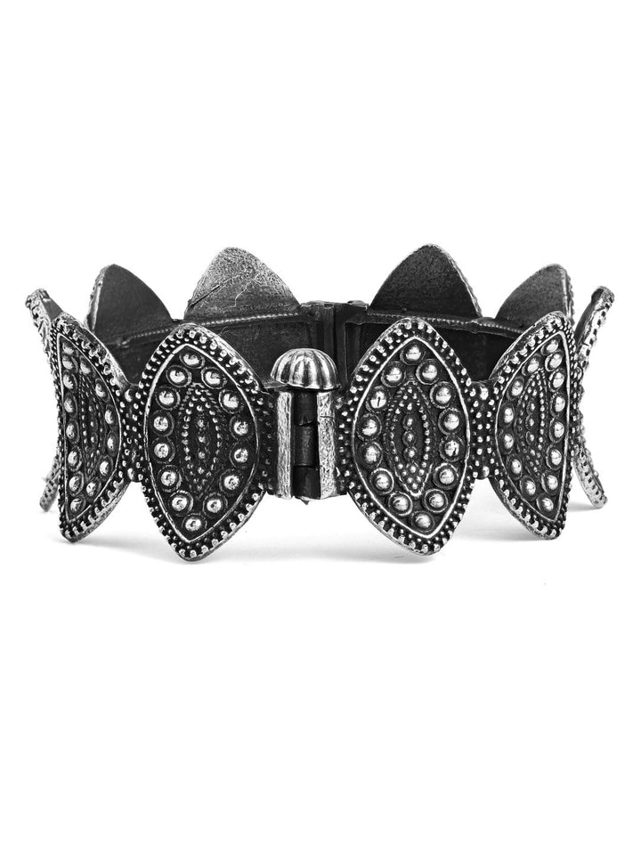 Rubans Oxidised Silver Plated Stone Studded Bracelet. Bangles & Bracelets