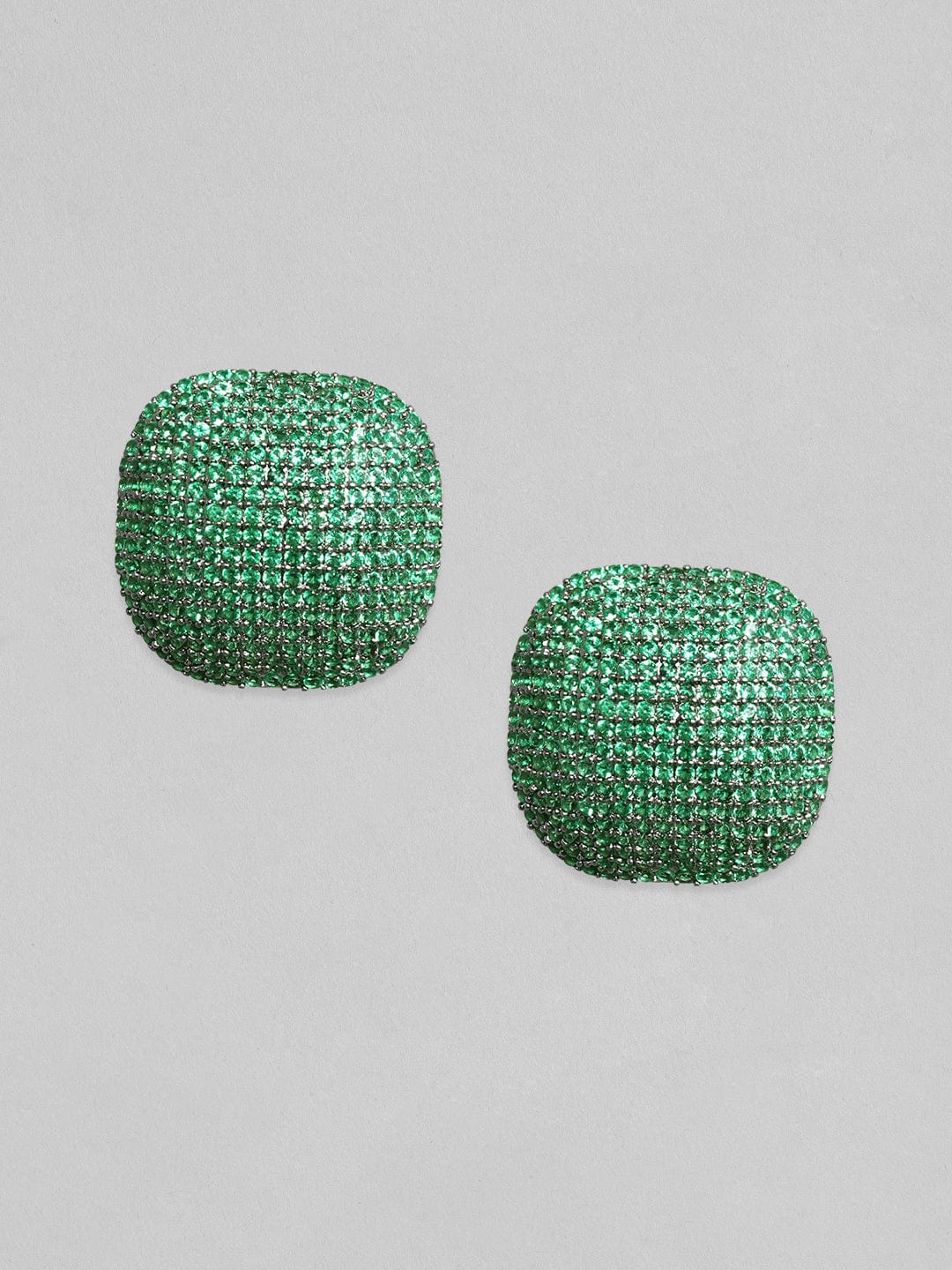 Rubans Premium Emerald Zircons Pave Set Stud Earrings Earrings