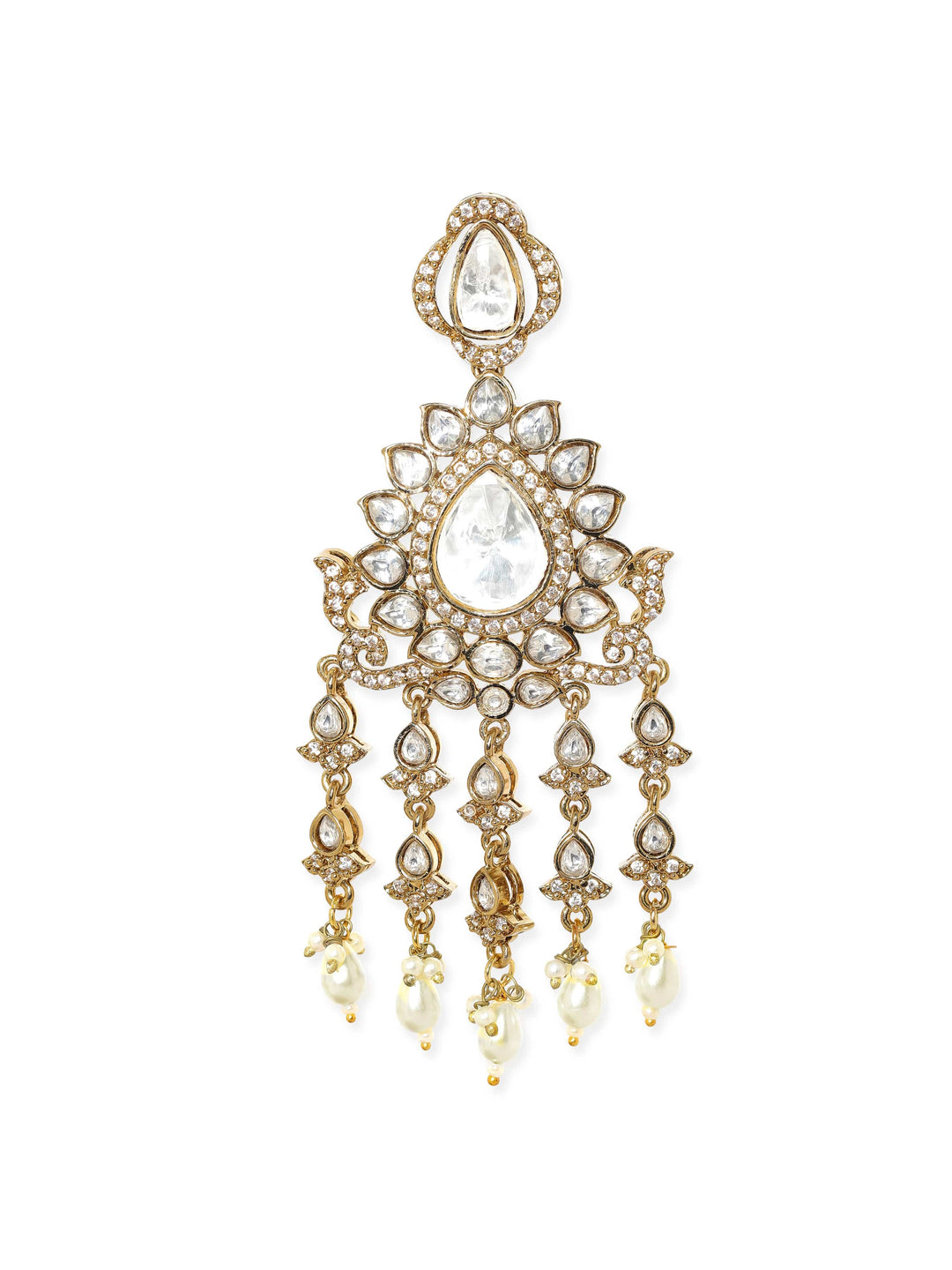 Rubans Radiant Reign: Gold Plated Kundan Drop Earrings Earrings