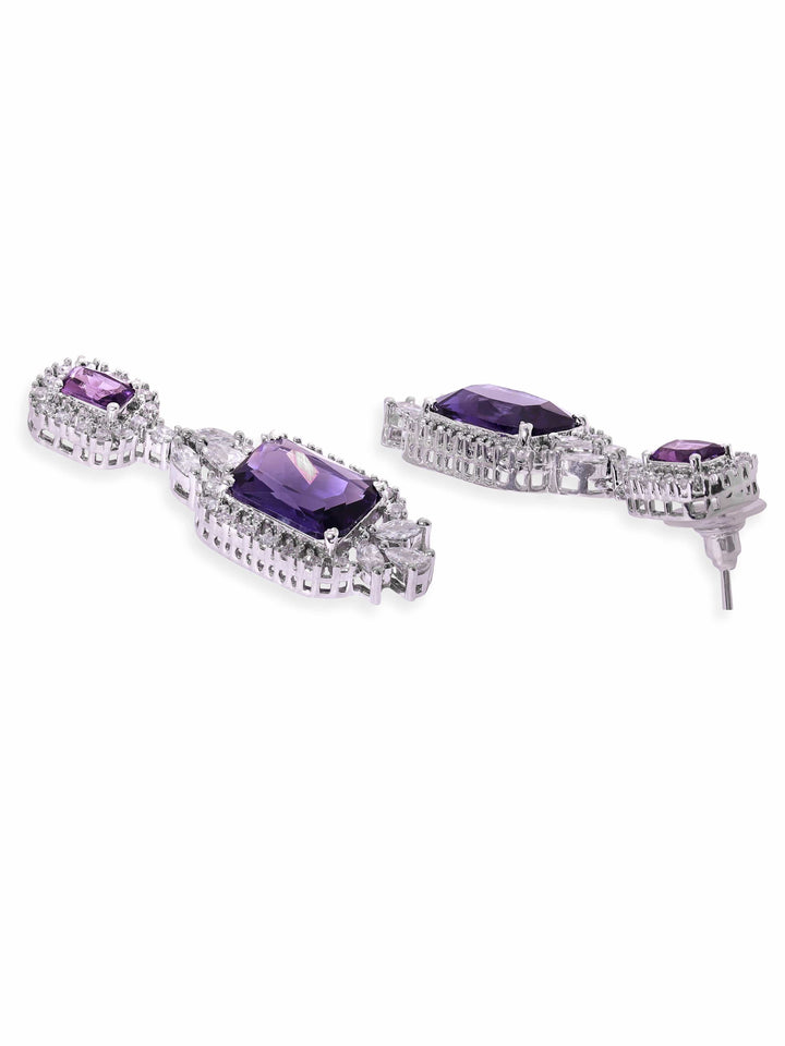 Rubans Rhodium plated amethyst Zirconia Statement Luxury Necklace Set Jewellery Sets