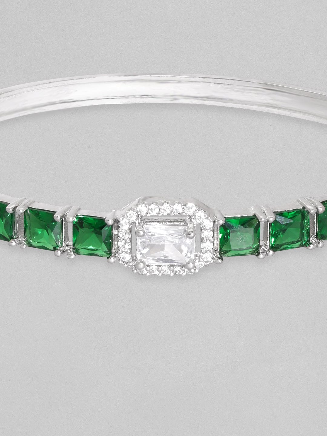 Rubans Rhodium Plated Emerald Green Zirconia Bracelet Bracelets