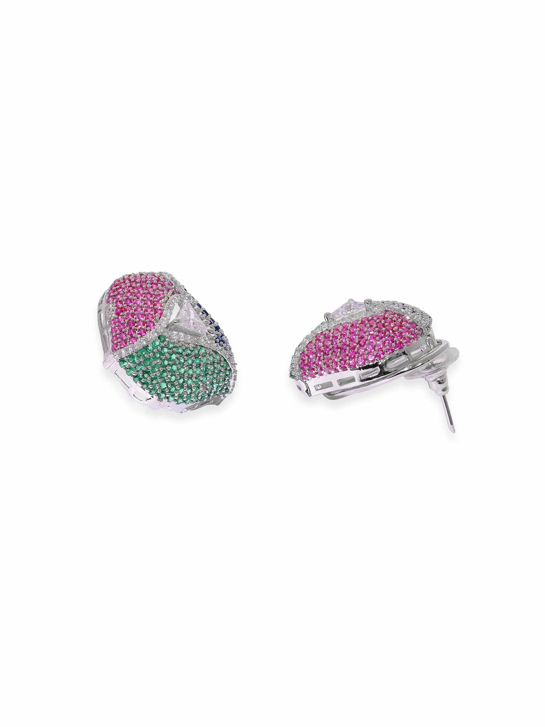 Rubans Rhodium plated Multicolour Pave Zirconia Stud Earrings Earrings