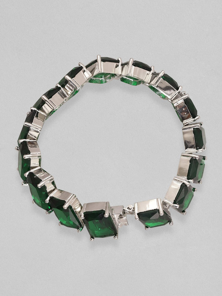 Rubans Rhodium Plated Premium Emerald Zircons Bracelet Bracelets