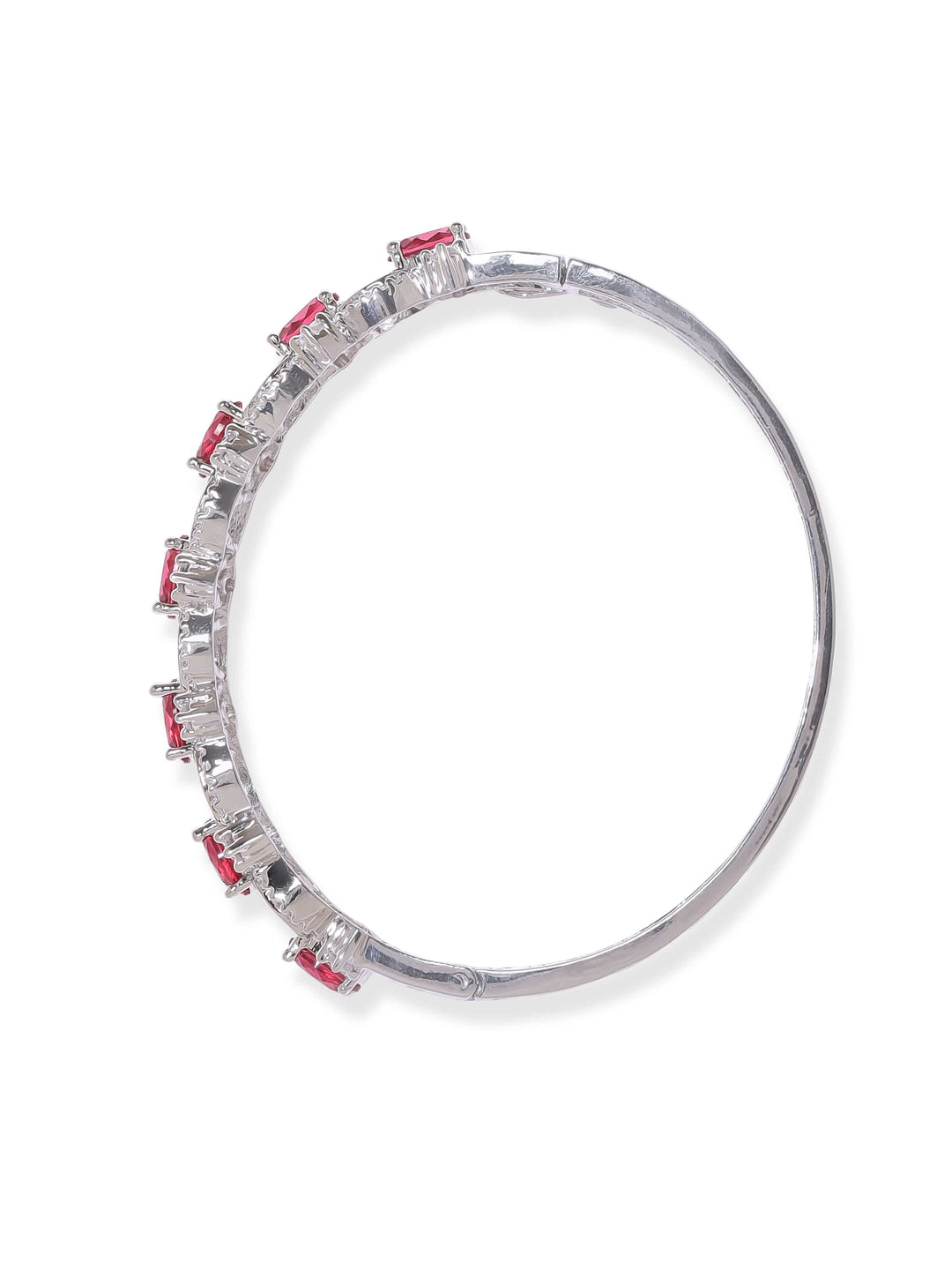 Rubans Rhodium Plated Ruby Red Zirconia studded Contemporary Band Bracelet Bangles & Bracelets