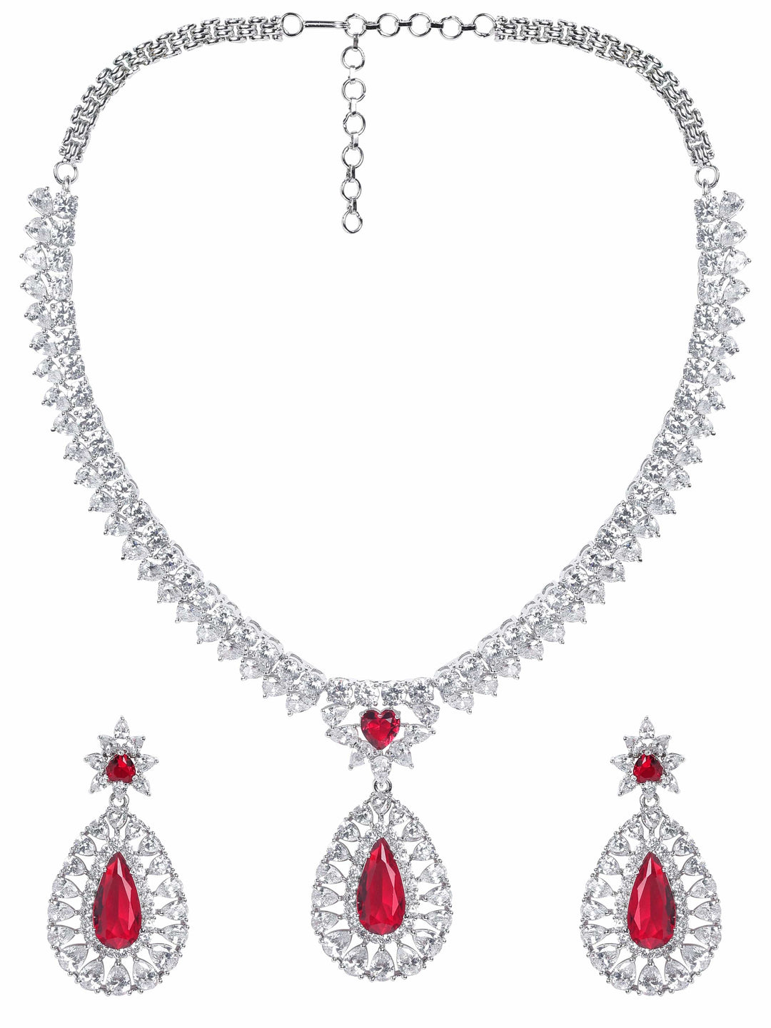 Rubans Rhodium Plated Yellow Sapphire Zirconia Sleek Necklace Set Jewellery Sets