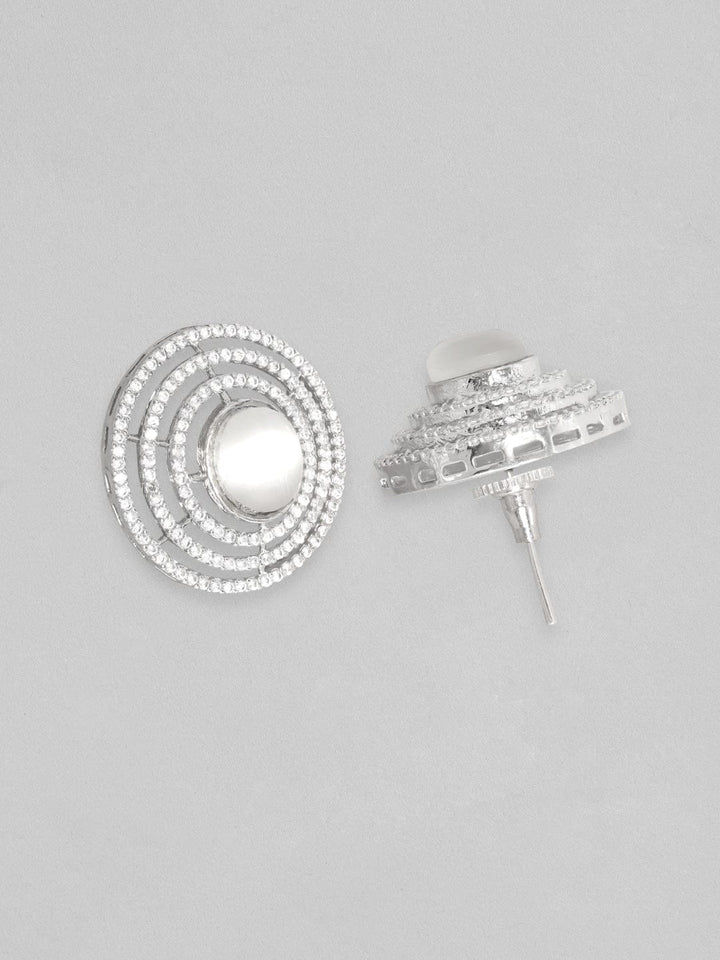 Rubans Rhodium Plated Zirconia Stud Earrings Earrings