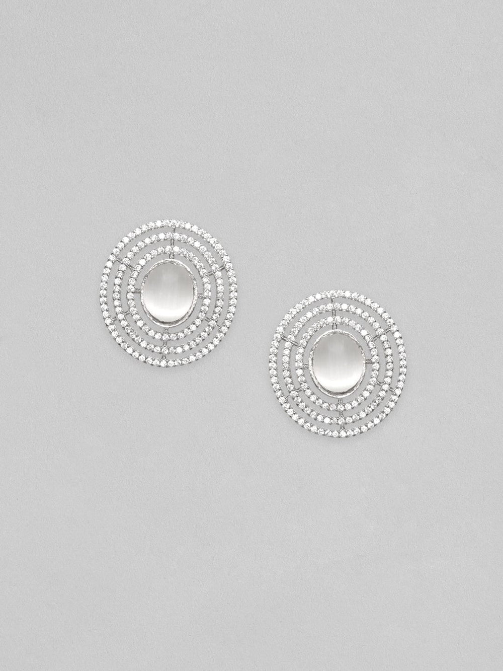 Rubans Rhodium Plated Zirconia Stud Earrings Earrings