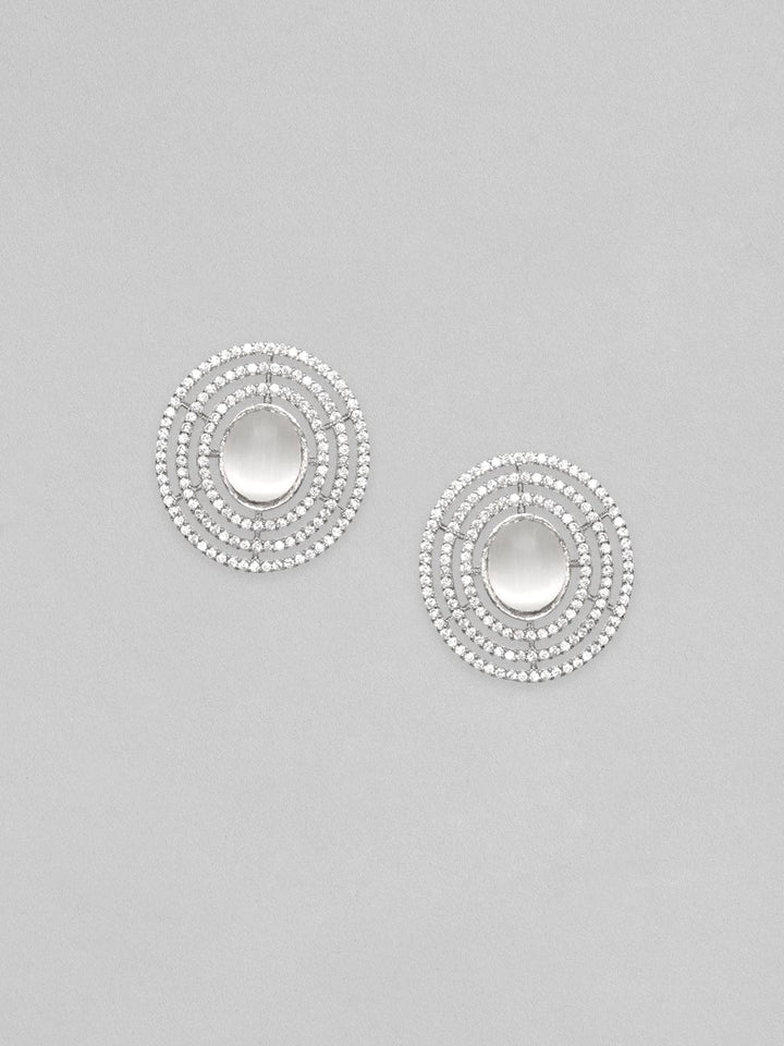 Rubans Rhodium Plated Zirconia Stud Earrings Earrings