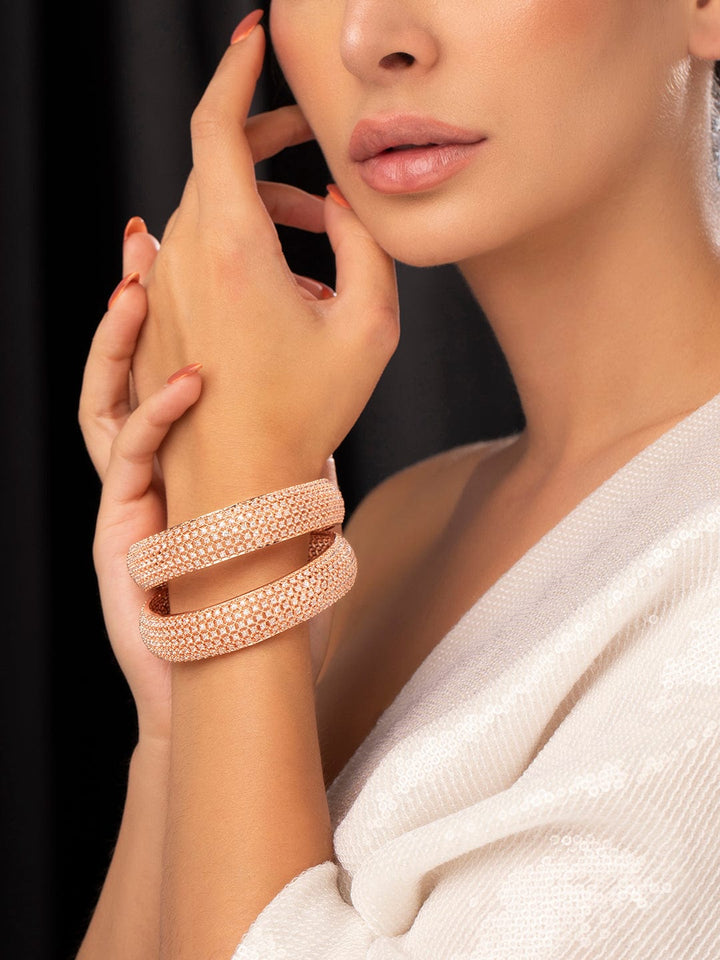 Rubans Rose gold plated bangles with studded american diamonds. Bangles & Bracelets