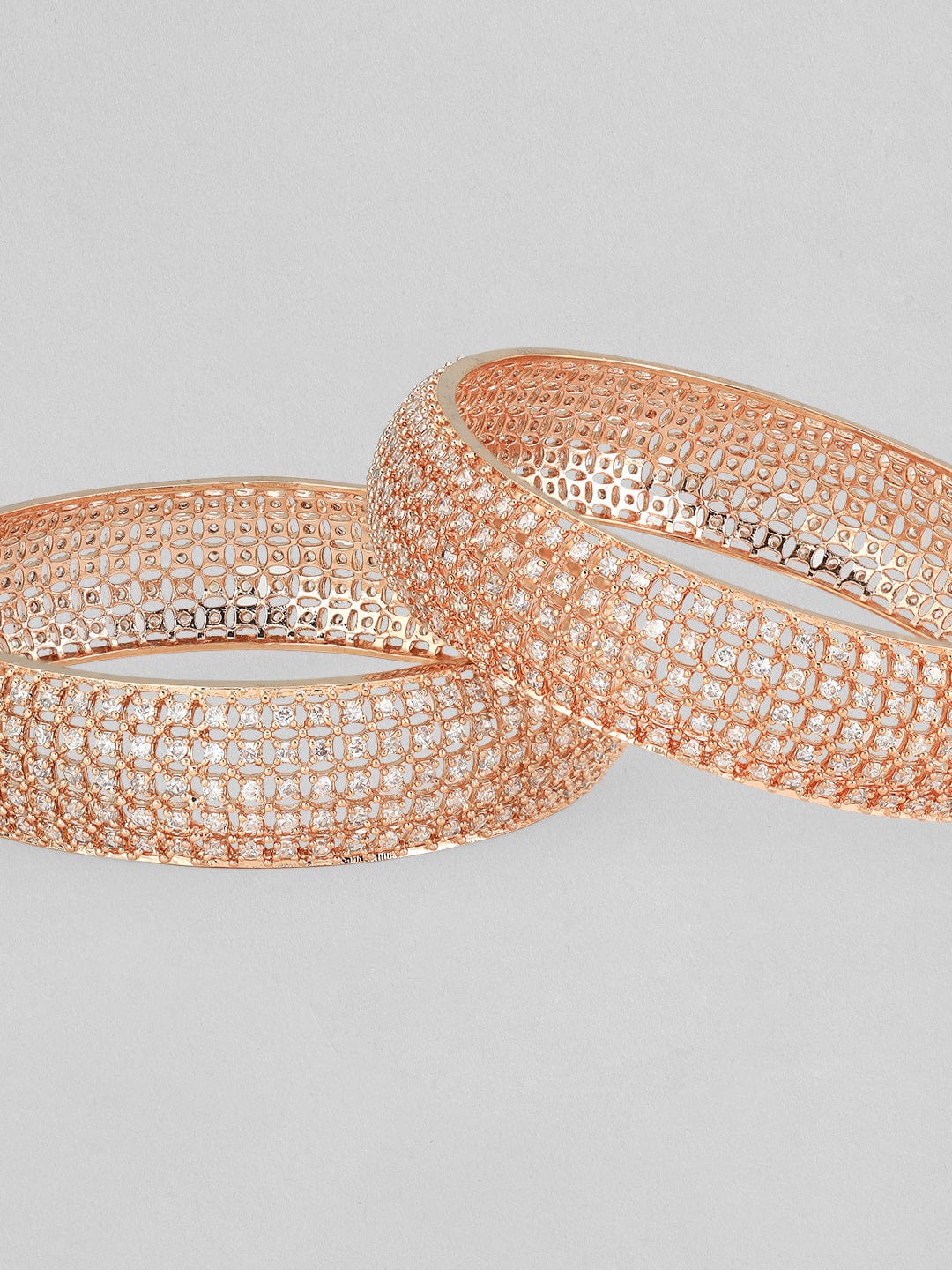 Rubans Rose gold plated bangles with studded american diamonds. Bangles & Bracelets