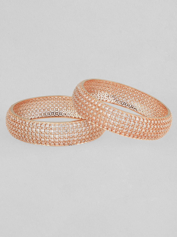 Rubans Rose gold plated bangles with studded american diamonds. Bangles & Bracelets