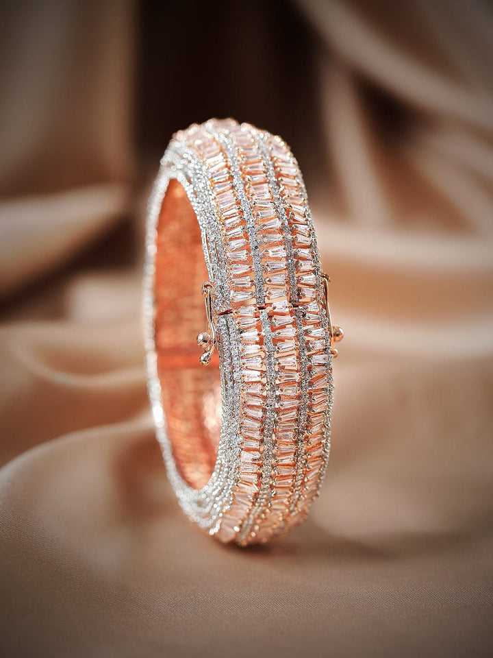 Rubans Rose Gold Plated Bracelet Kada With Studded American diamonds Bangles & Bracelets