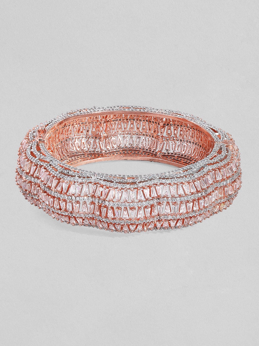 Rubans Rose Gold Plated Bracelet Kada With Studded American diamonds Bangles & Bracelets