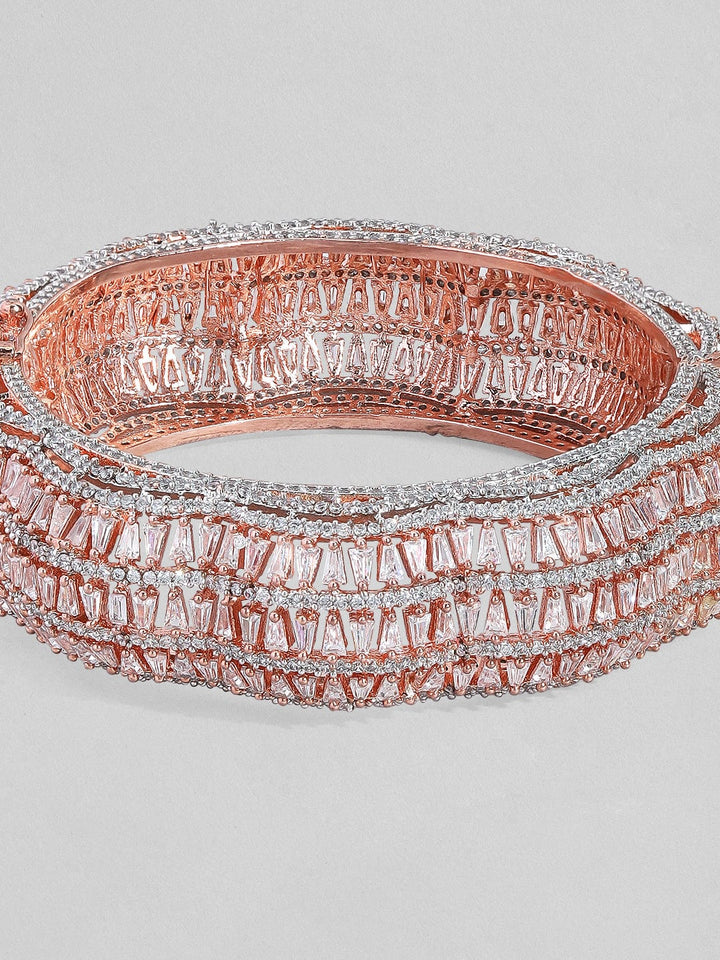 Rubans Rose Gold Plated Bracelet Kada With Studded American diamonds Bangles & Bracelets