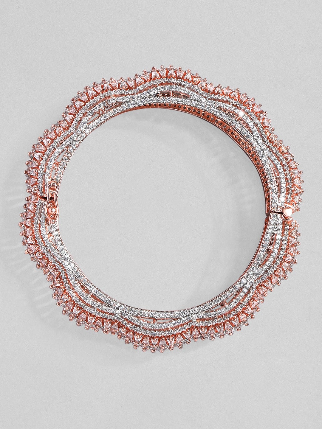 Rubans Rose Gold Plated Bracelet Kada With Studded American diamonds Bangles & Bracelets