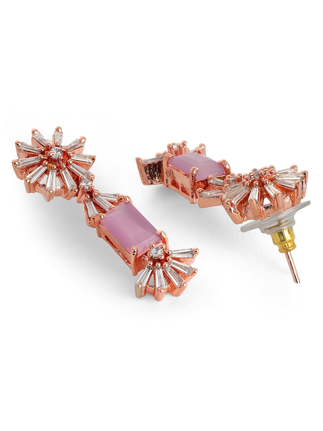 Rubans Rose Gold Plated Handcrafted Zircon Stone Studded Floral Necklace Set Necklace Set