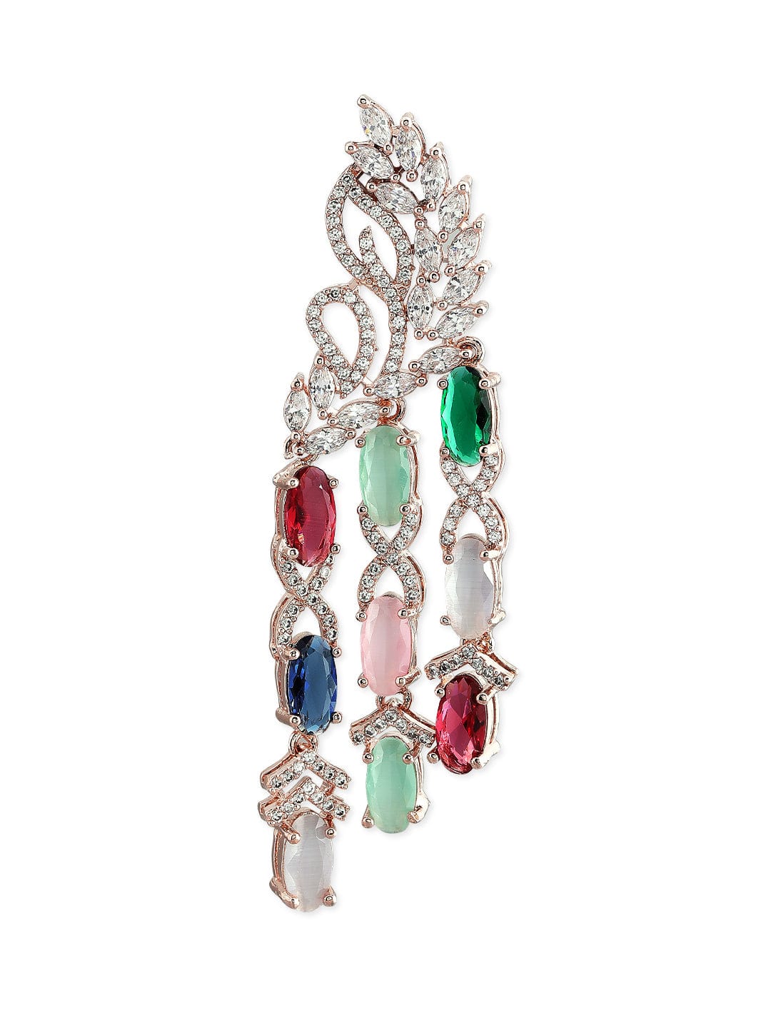 Rubans Rose Gold-Plated Multicolour AD Drop Earrings Earrings