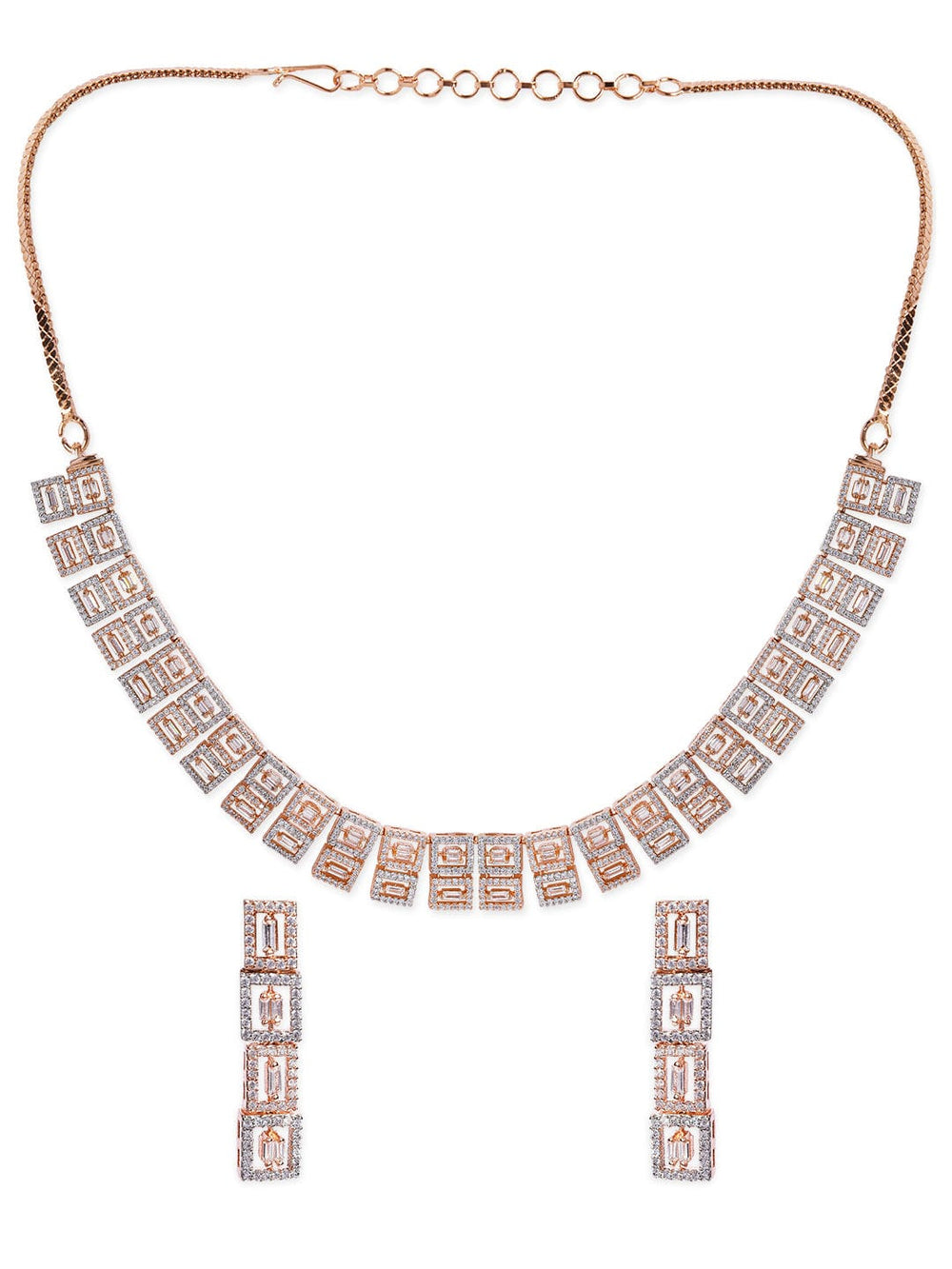 Rubans Rose Gold Plated Necklace Set With American Diamonds. Jewelry Sets