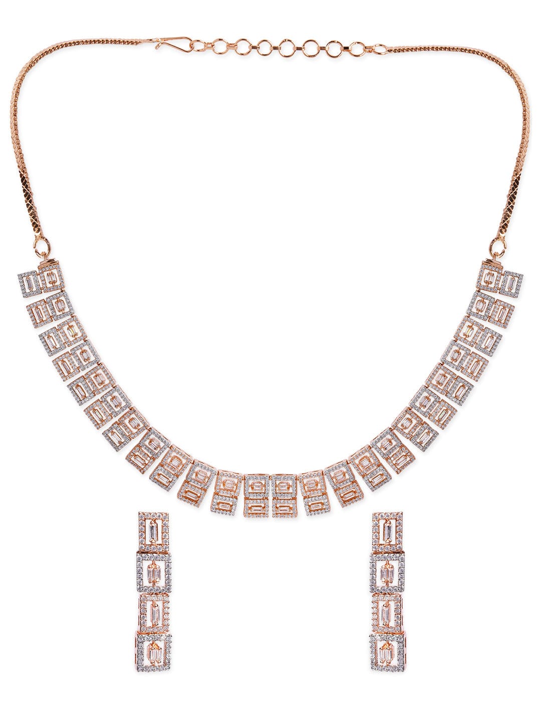 Rubans Rose Gold Plated Necklace Set With American Diamonds. Jewelry Sets