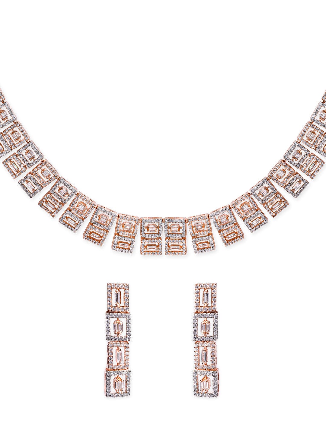 Rubans Rose Gold Plated Necklace Set With American Diamonds. Jewelry Sets