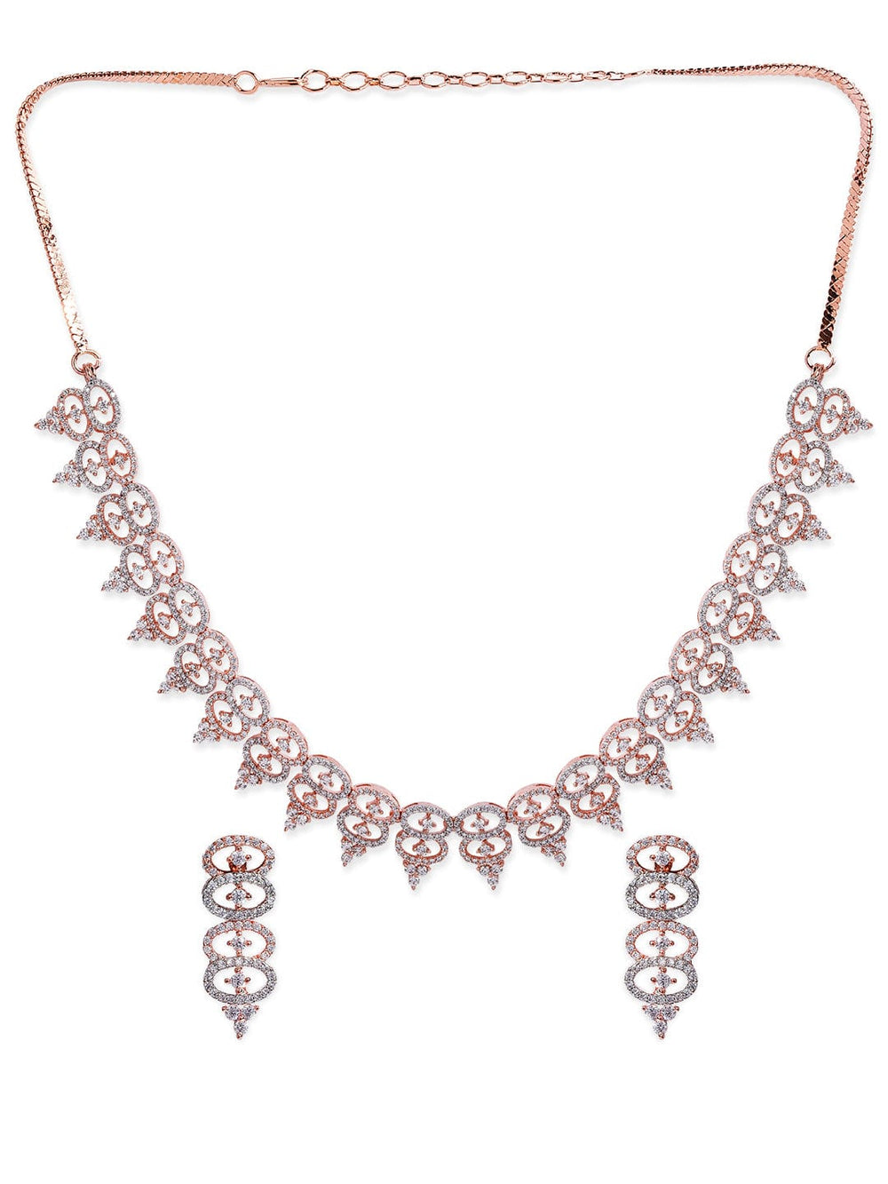 Rubans Rose Gold Plated Necklace Set With American Diamonds. Necklace Set