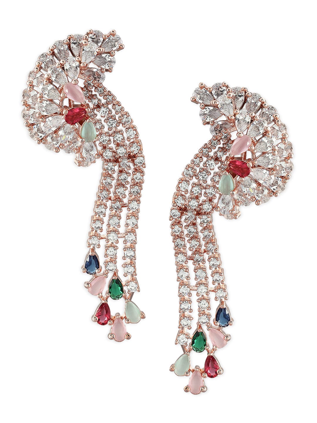 Rubans Rose Gold-Plated Pastel AD Drop Earrings Earrings