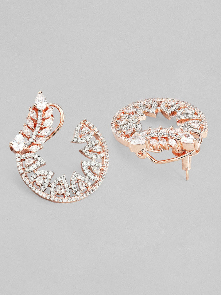 Rubans Rose Gold Plated Stud Earrings With Studded American Stones Earrings