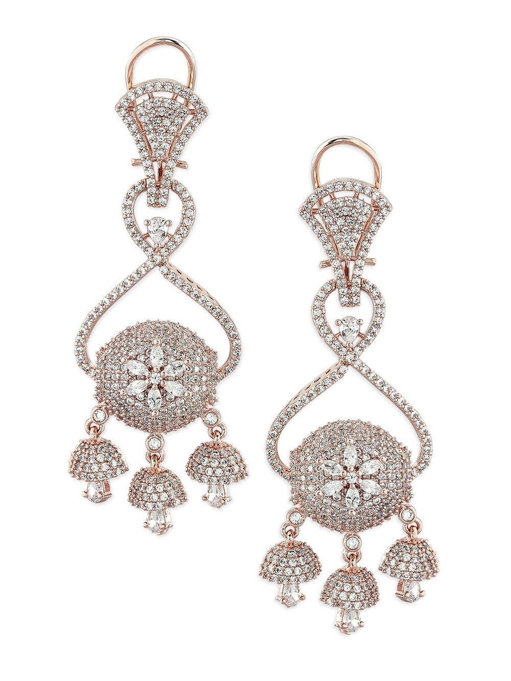 Rubans Rose Gold-Plated White Ad Drop Earrings Earrings