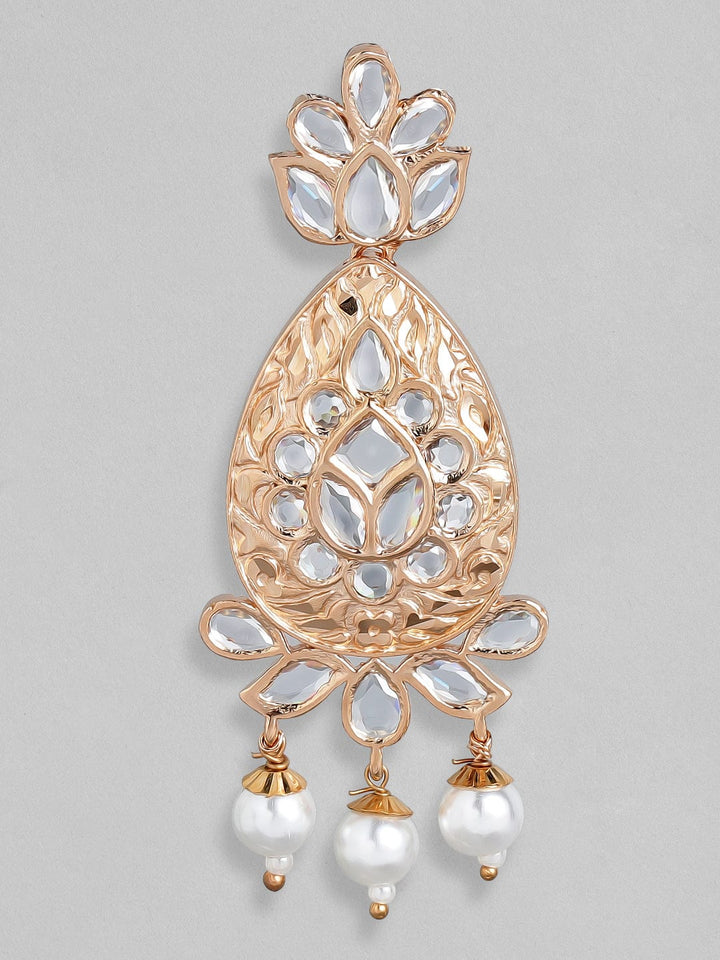 Rubans Rose Gold-Plated & White Teardrop Shaped Drop Earrings Earrings