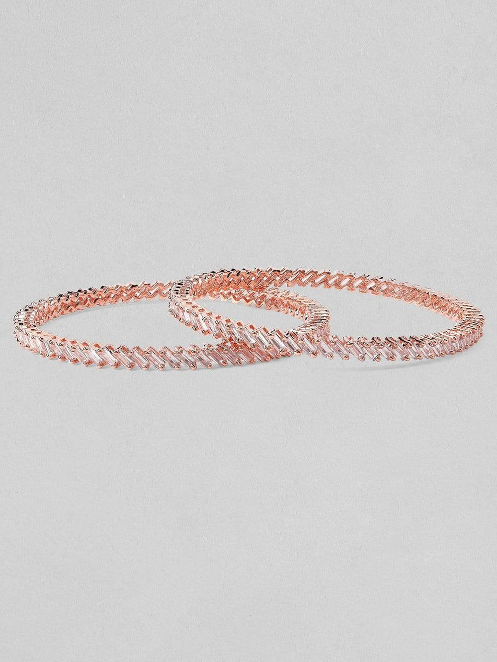 Rubans Rose Gold Plated Zircon Stone Studded Set of 2 Bangles. Bangles & Bracelets