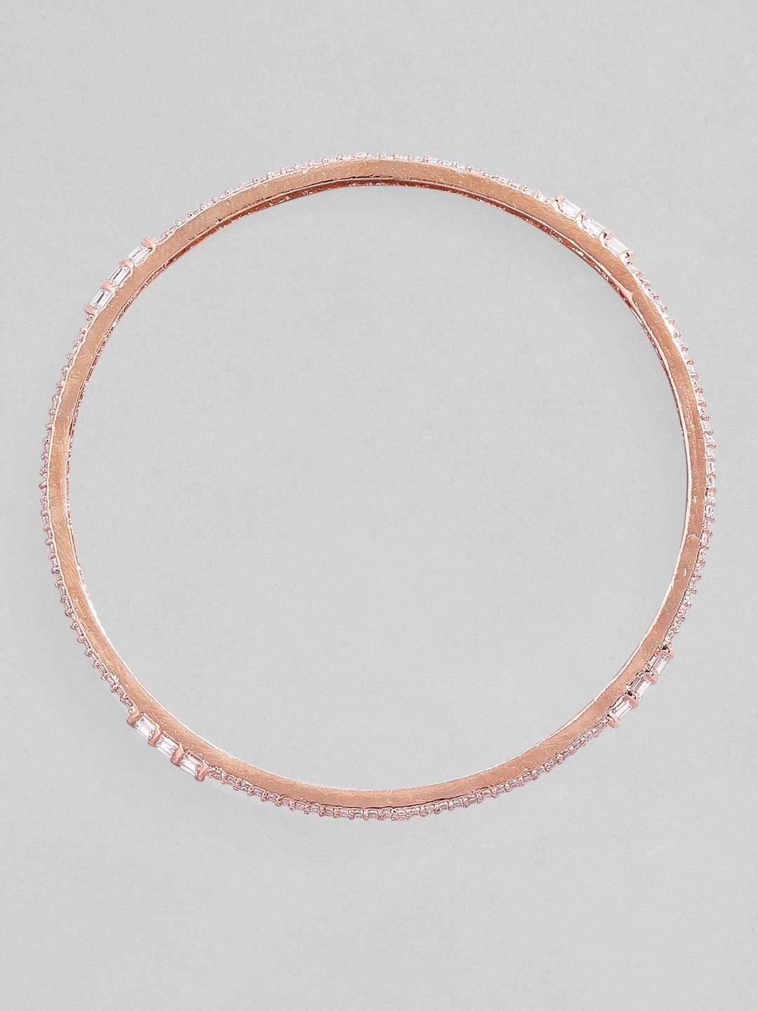 Rubans Rose Gold Plated Zirconia Stone Studded Set of 2 Bangles. Bangles & Bracelets