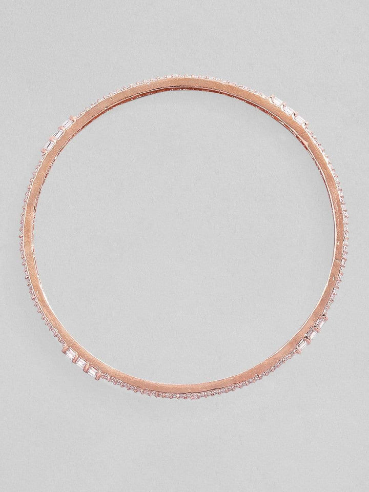 Rubans Rose Gold Plated Zirconia Stone Studded Set of 2 Bangles. Bangles & Bracelets