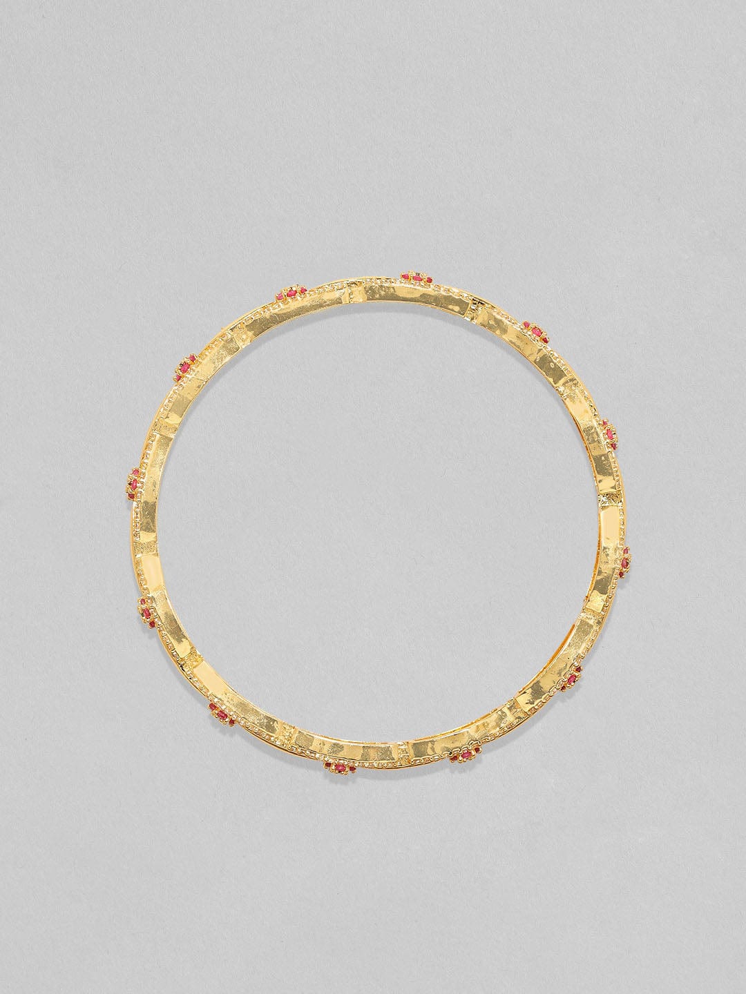 Rubans Set Of 2, 24K Gold Plated Red & Green Zircons Minimal Bangles Bangles & Bracelets
