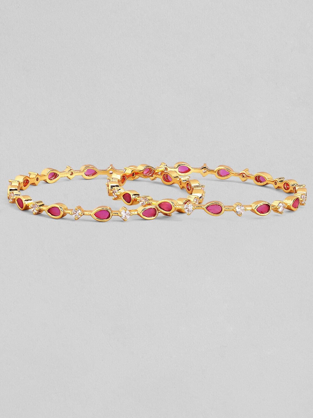 Rubans Set Of 2 Gold-Plated Studded Handcrafted Bangles Bangles & Bracelets