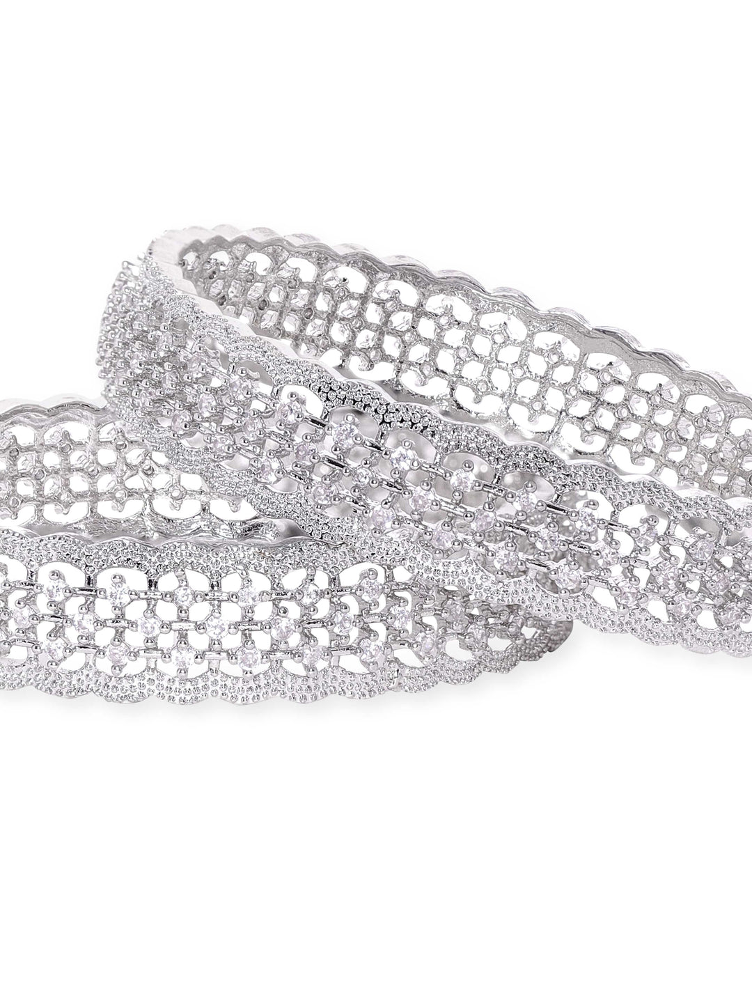 Rubans Set of 2, Pave zirconia studded party wear statement bangles Bangles & Bracelets