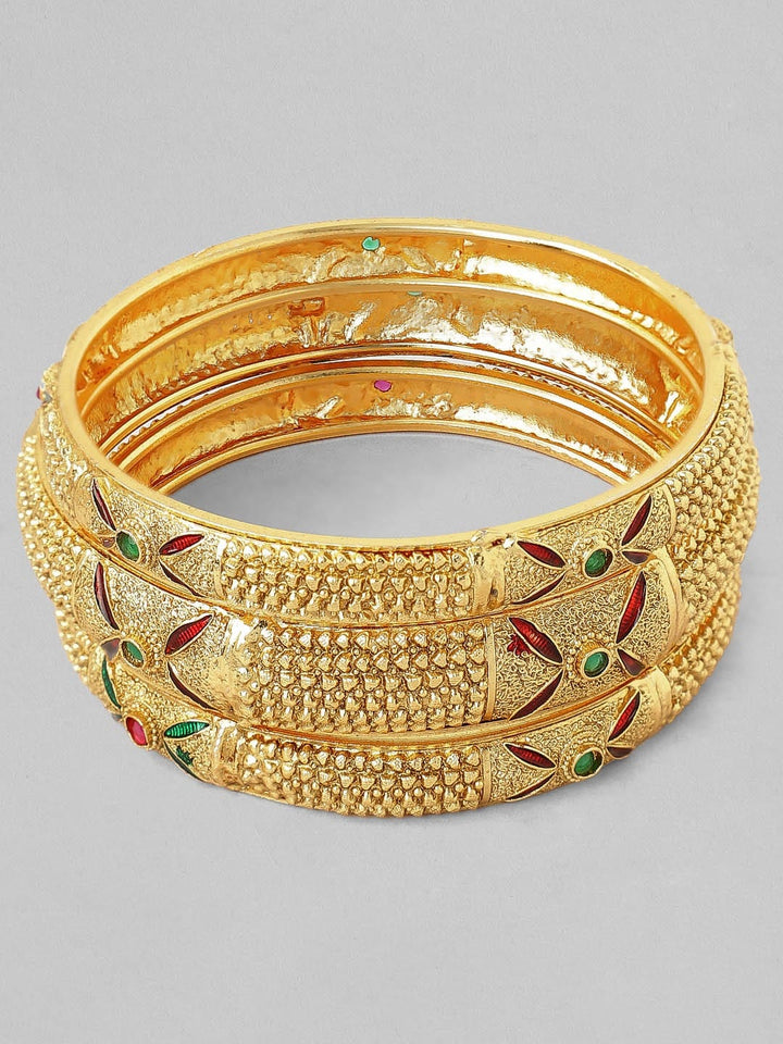 Rubans Set of 3 22K Gold Plated Handcrafted Bangles Bangles & Bracelets