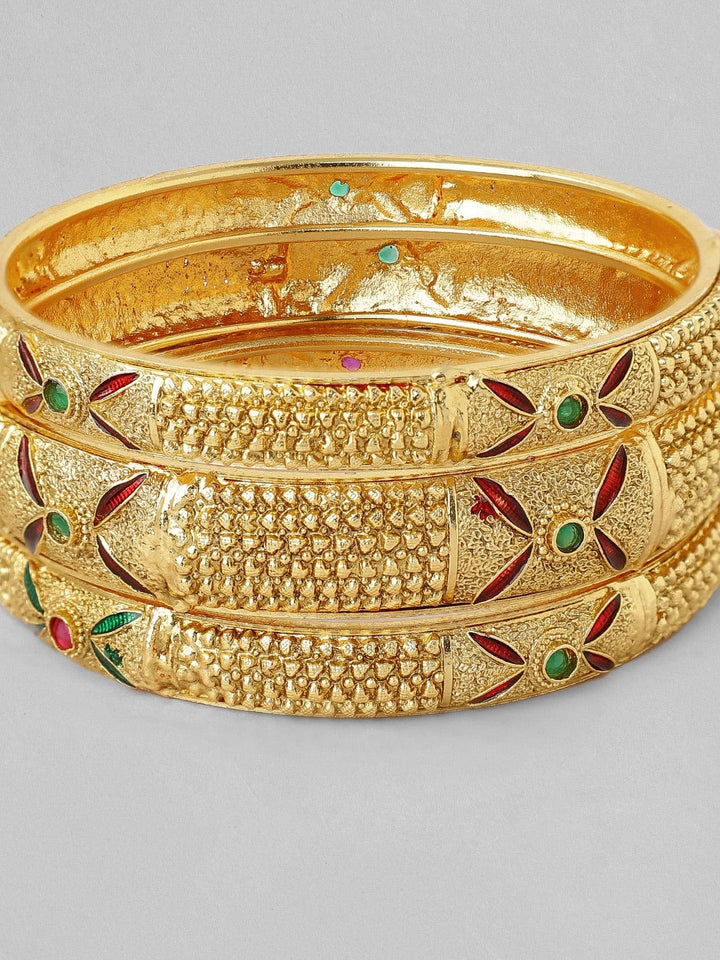 Rubans Set of 3 22K Gold Plated Handcrafted Bangles Bangles & Bracelets