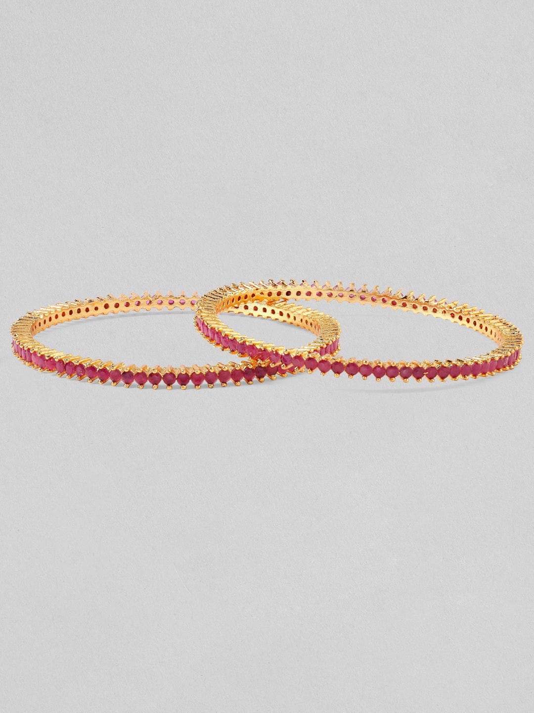 Rubans Set Of 4 Gold-Plated & Pink AD-Studded Bangles Bangles & Bracelets