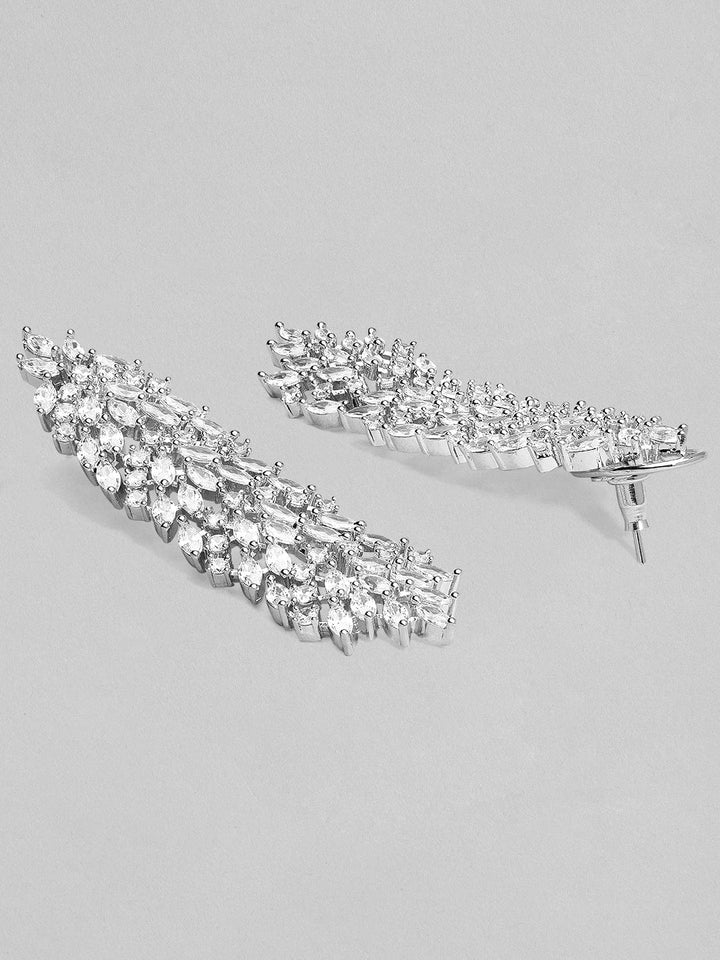 Rubans Silver-Plated Handcrafted AD Studded Drop Earring Earrings