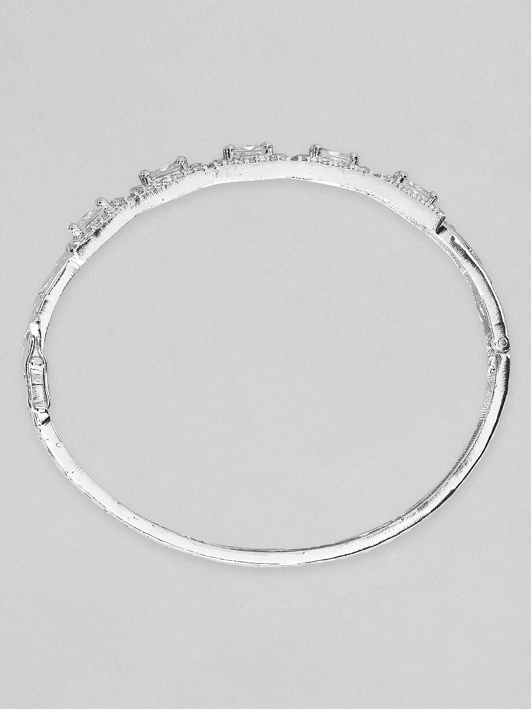 Rubans Silver-Plated Handcrafted White AD-Studded Bangle-Style Bracelet Bracelets