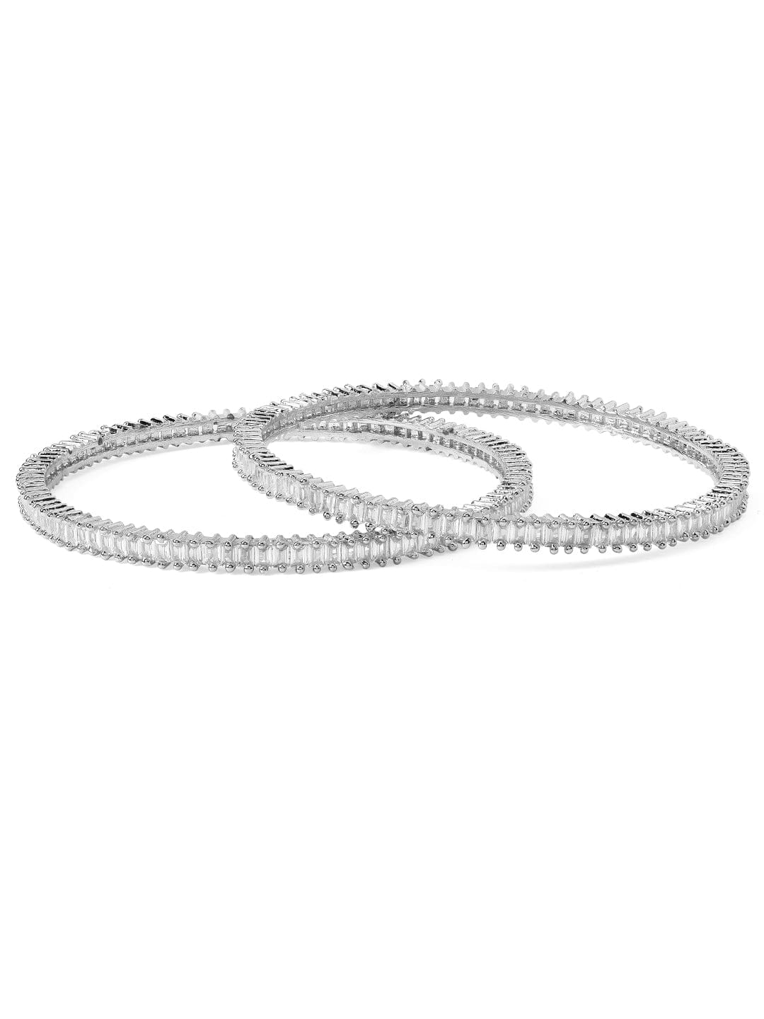 Rubans Silver Plated Set of 2 Zirconia Stone Studded Bangles Bangles & Bracelets