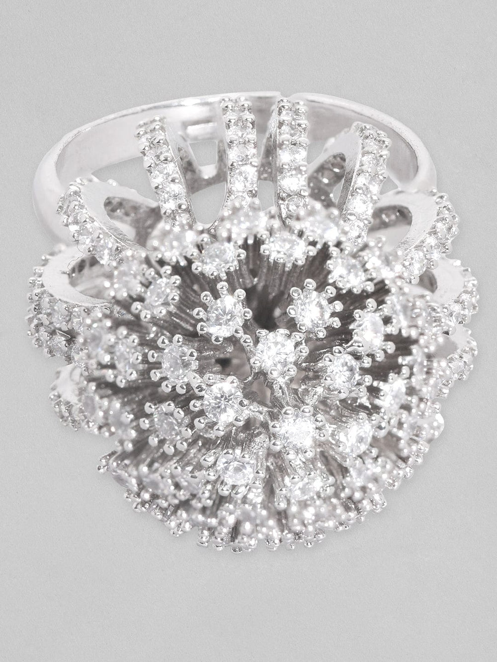 Rubans Silver-Plated White  Zircone-Studded Finger Ring Rings