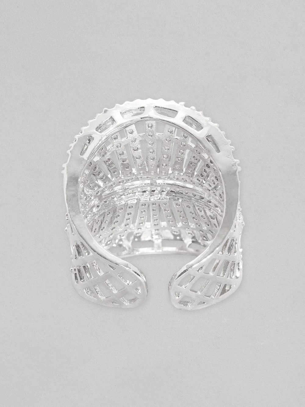 Rubans Silver-Plated White  Zircone-Studded Finger Ring Rings