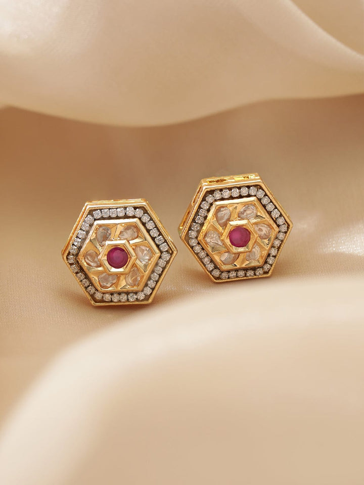 Rubans Zirconia Studded Stainless Steel Geometric Studs Earrings Earrings